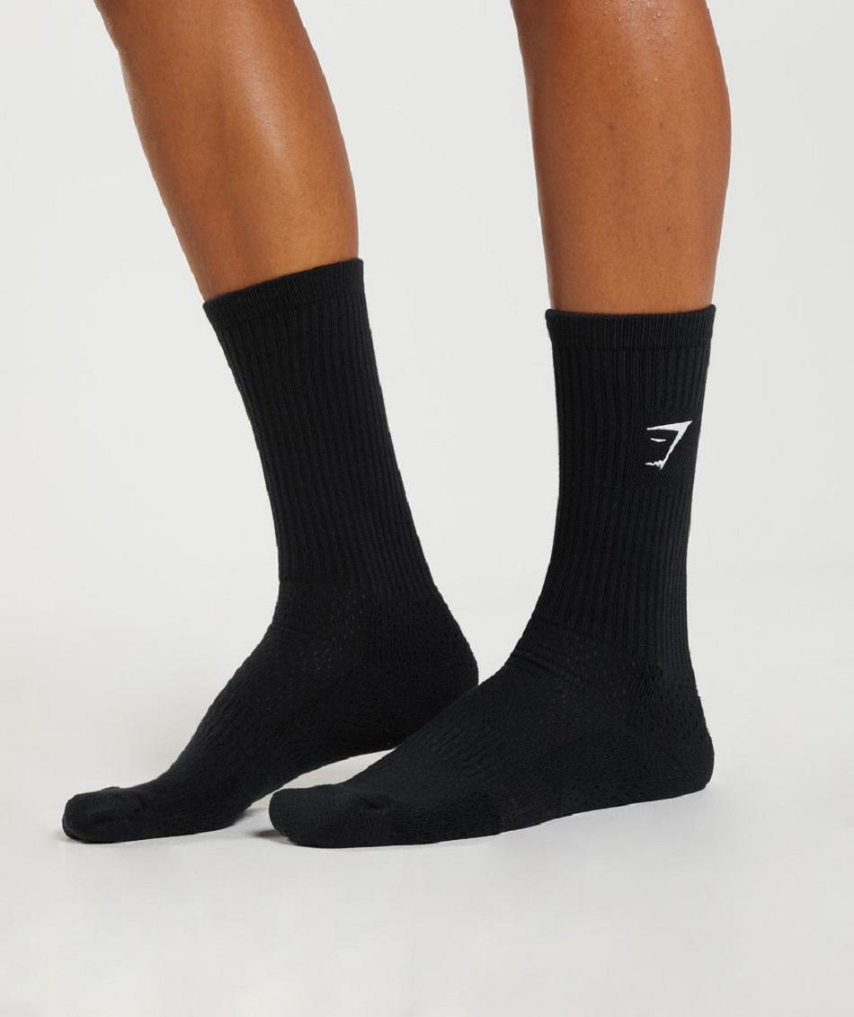 Καλτσεσ Gymshark Premium Sharkhead Crew Single ανδρικα μαυρα | GR_IM4803