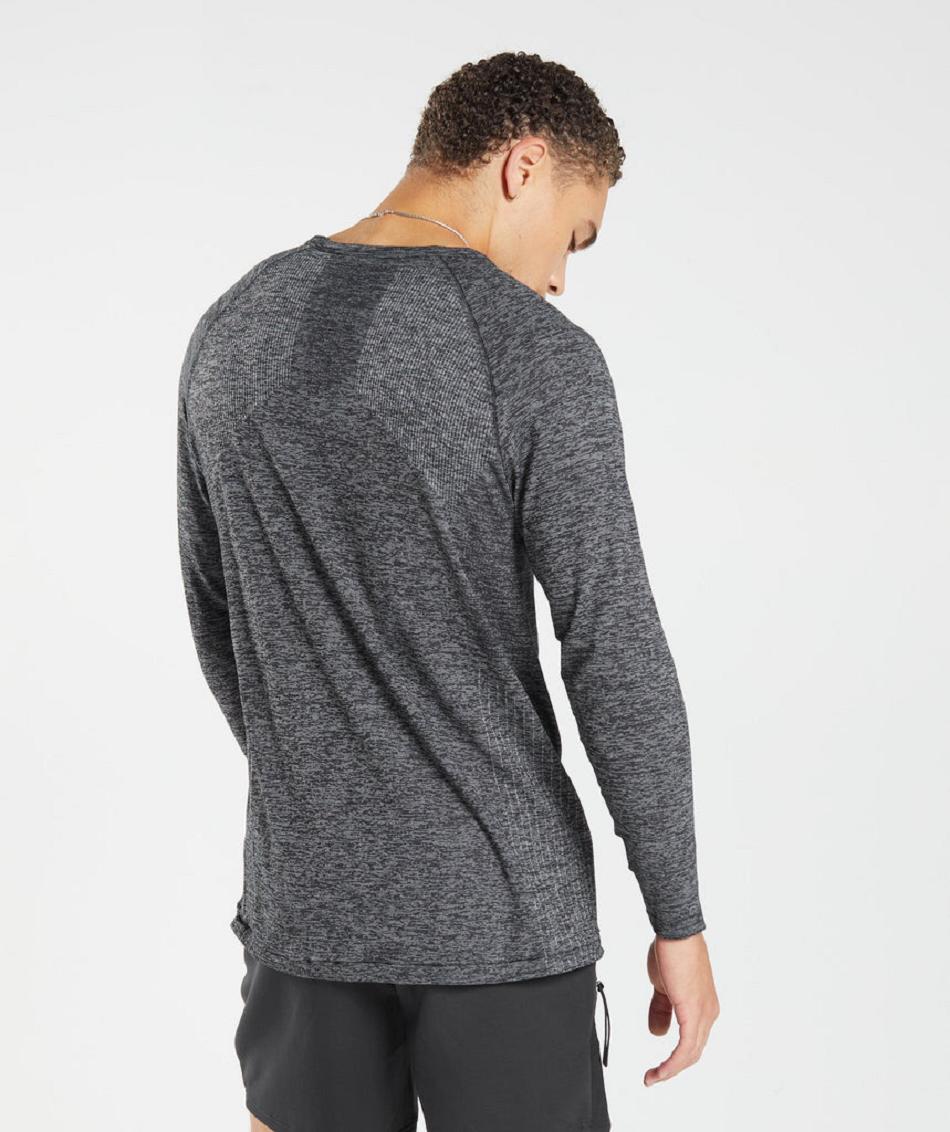 Μακρυμανικο Gymshark Retake Seamless ανδρικα μαυρα ασπρα | GR_AS2414