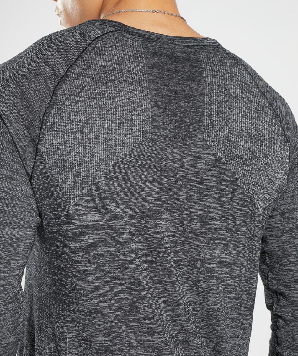 Μακρυμανικο Gymshark Retake Seamless ανδρικα μαυρα ασπρα | GR_AS2414