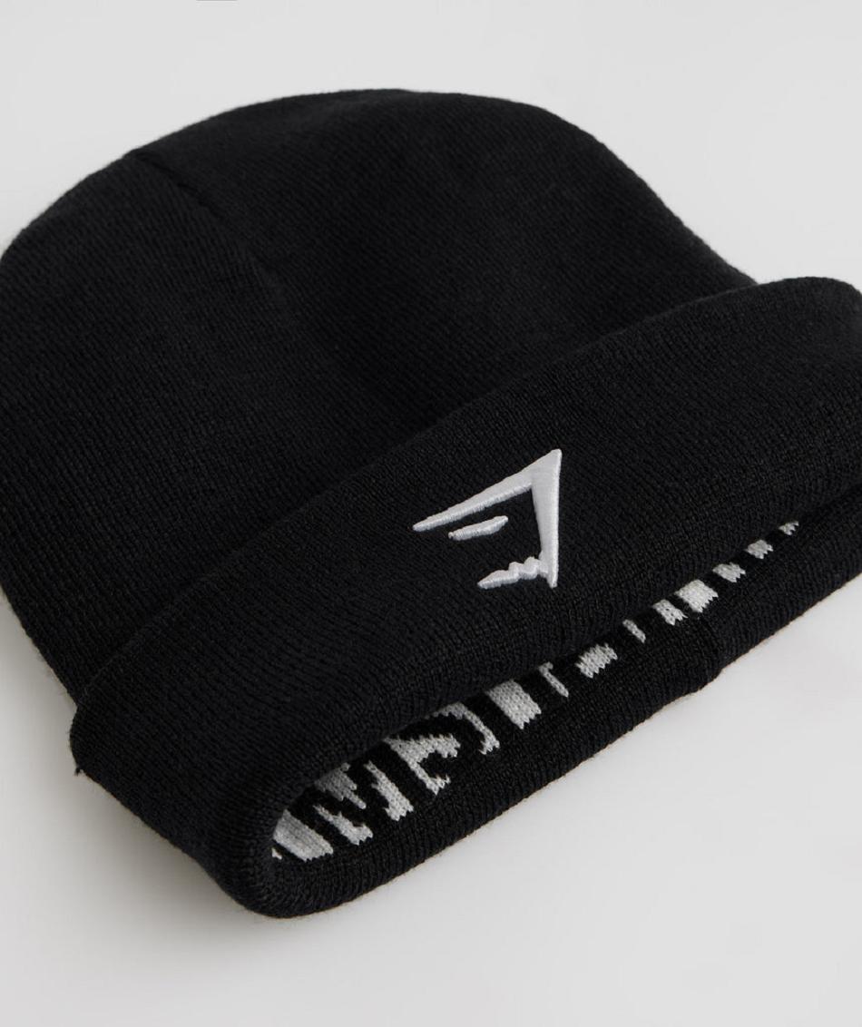 καπελα Gymshark Reversable Jacquard ανδρικα μαυρα ασπρα | GR_QZ8125