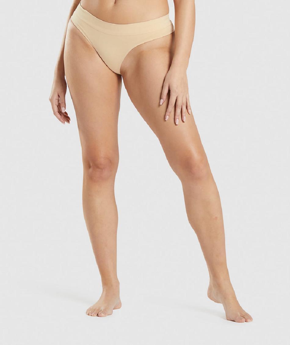 Στρινγκ Gymshark Seamless γυναικεια ανοιχτο καφε | GR_EE2925