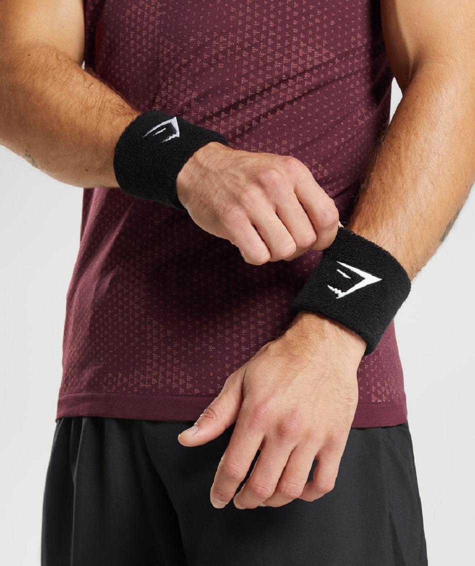 Εξοπλισμός Gymshark Sharkhead Sweat Bands ανδρικα μαυρα | GR_NN7323