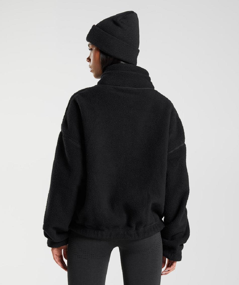 Μπουφαν Gymshark Sherpa γυναικεια μαυρα | GR_MI9750