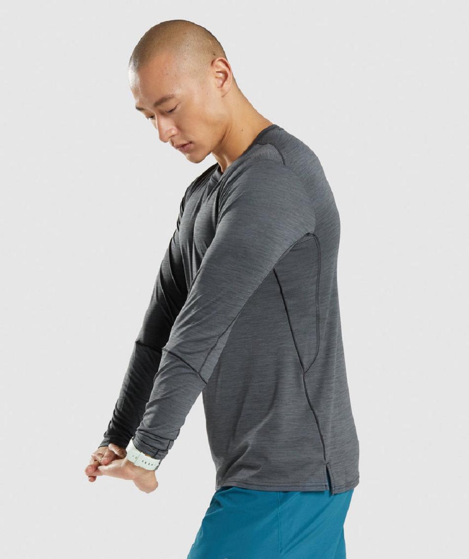 Μακρυμανικο Gymshark Speed ανδρικα μαυρα γκρι | GR_SG8346