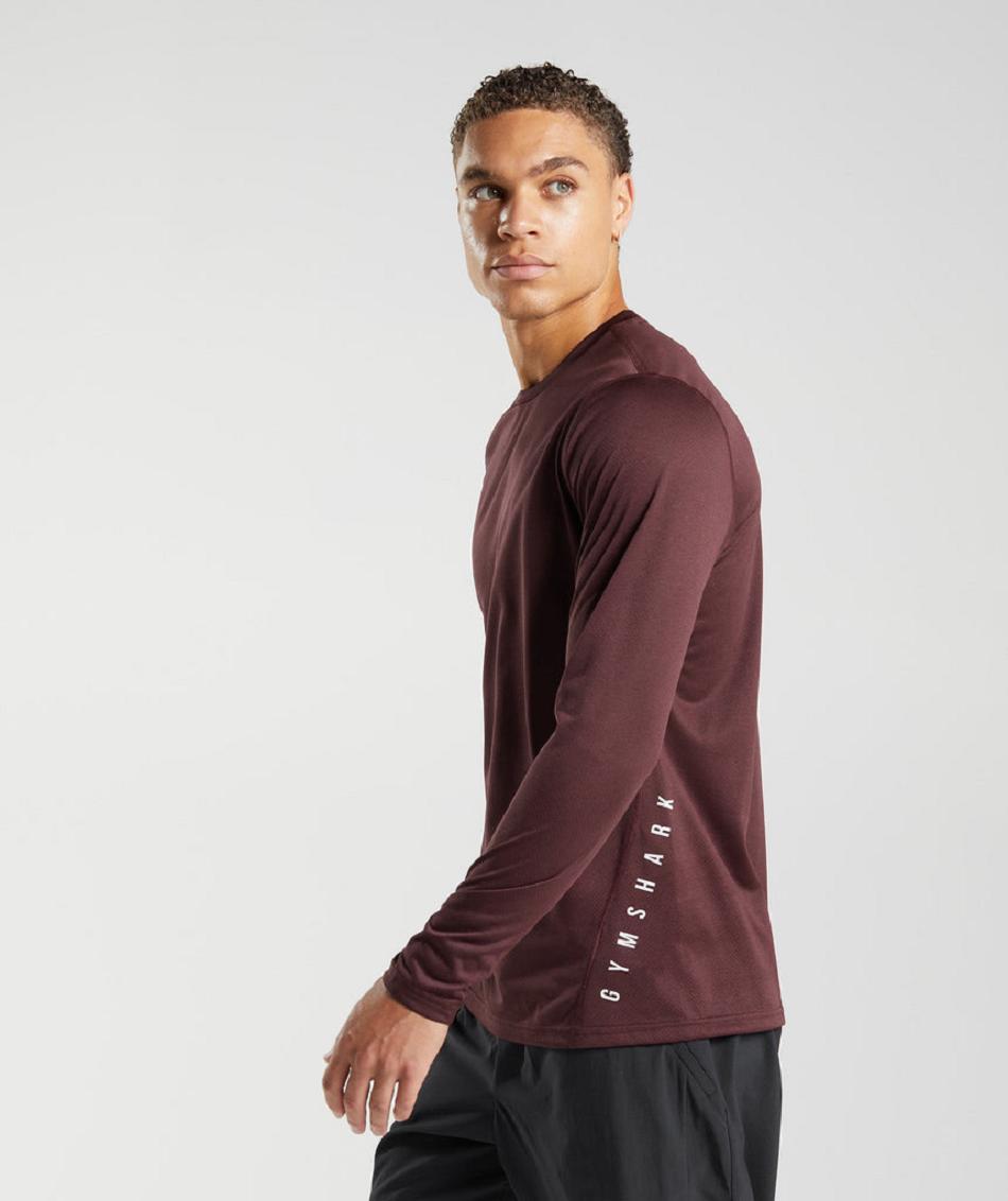 Μακρυμανικο Gymshark Sport ανδρικα μπορντο μαυρα | GR_ZI5279