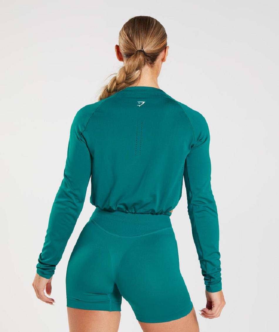 Μακρυμανικο Gymshark Sweat Seamless γυναικεια τυρκουάζ | GR_AS1244