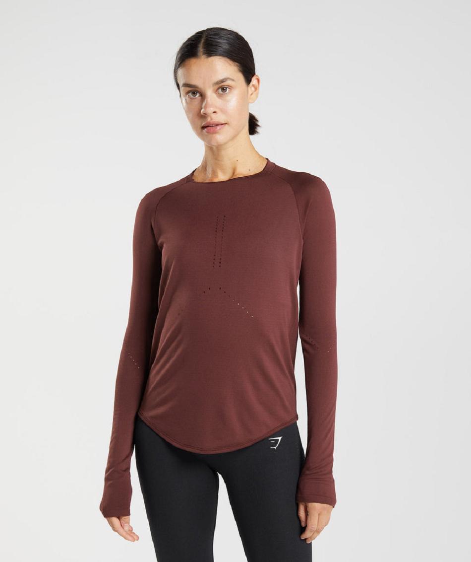 Μακρυμανικο Gymshark Sweat Seamless γυναικεια μπορντο | GR_BH2248