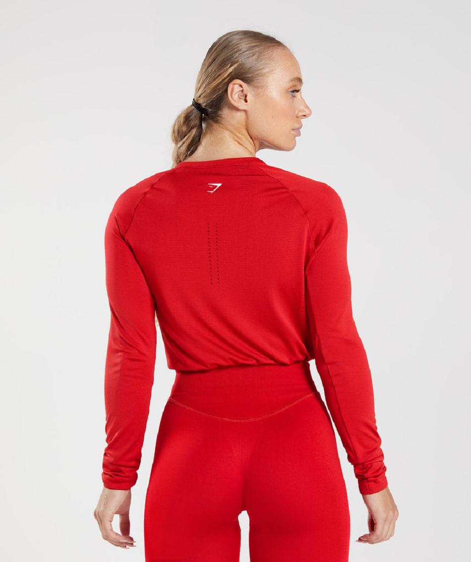 Μακρυμανικο Gymshark Sweat Seamless γυναικεια κοκκινα | GR_CR9584