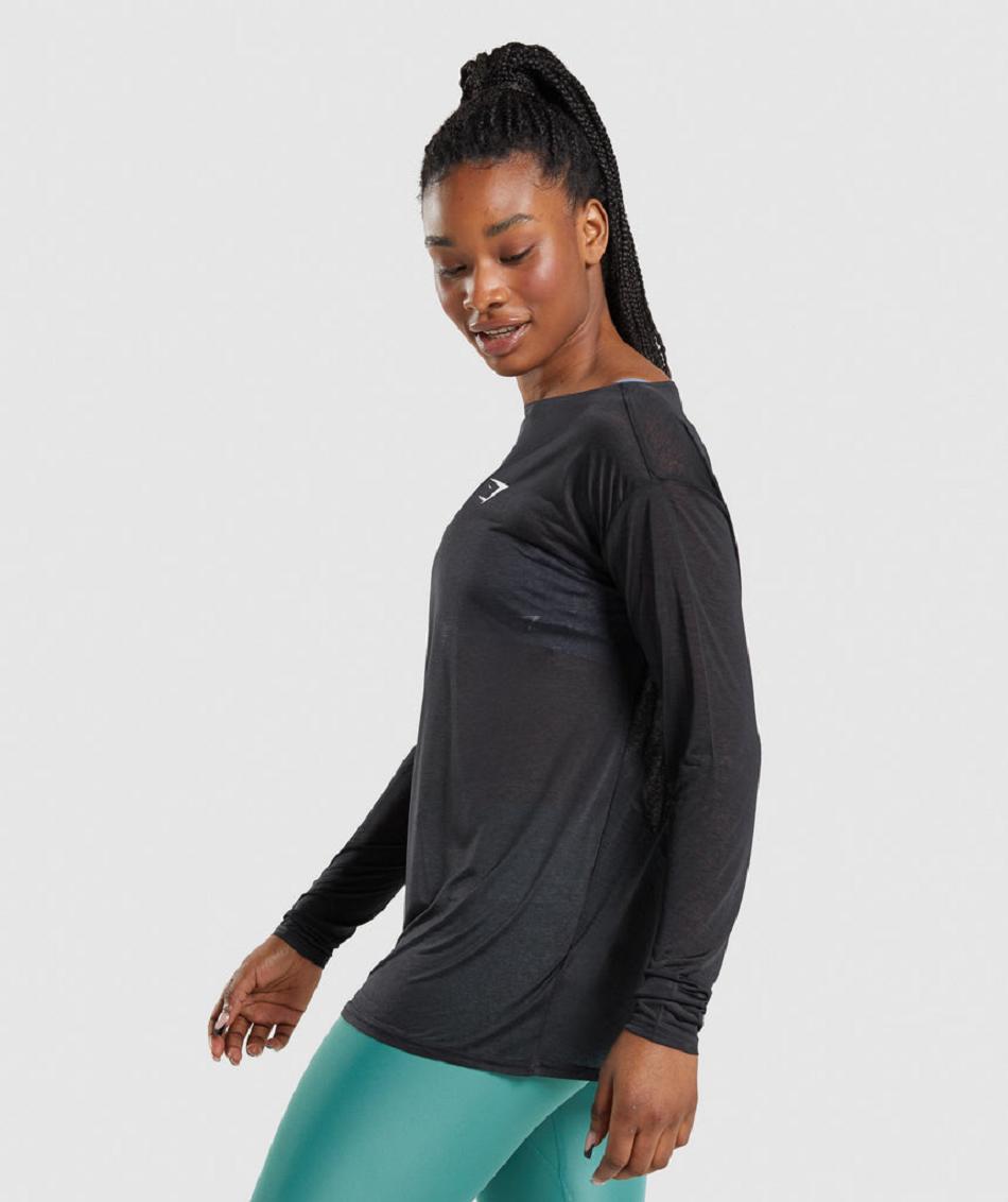 Μακρυμανικο Gymshark Training Oversized γυναικεια μαυρα | GR_CR2169