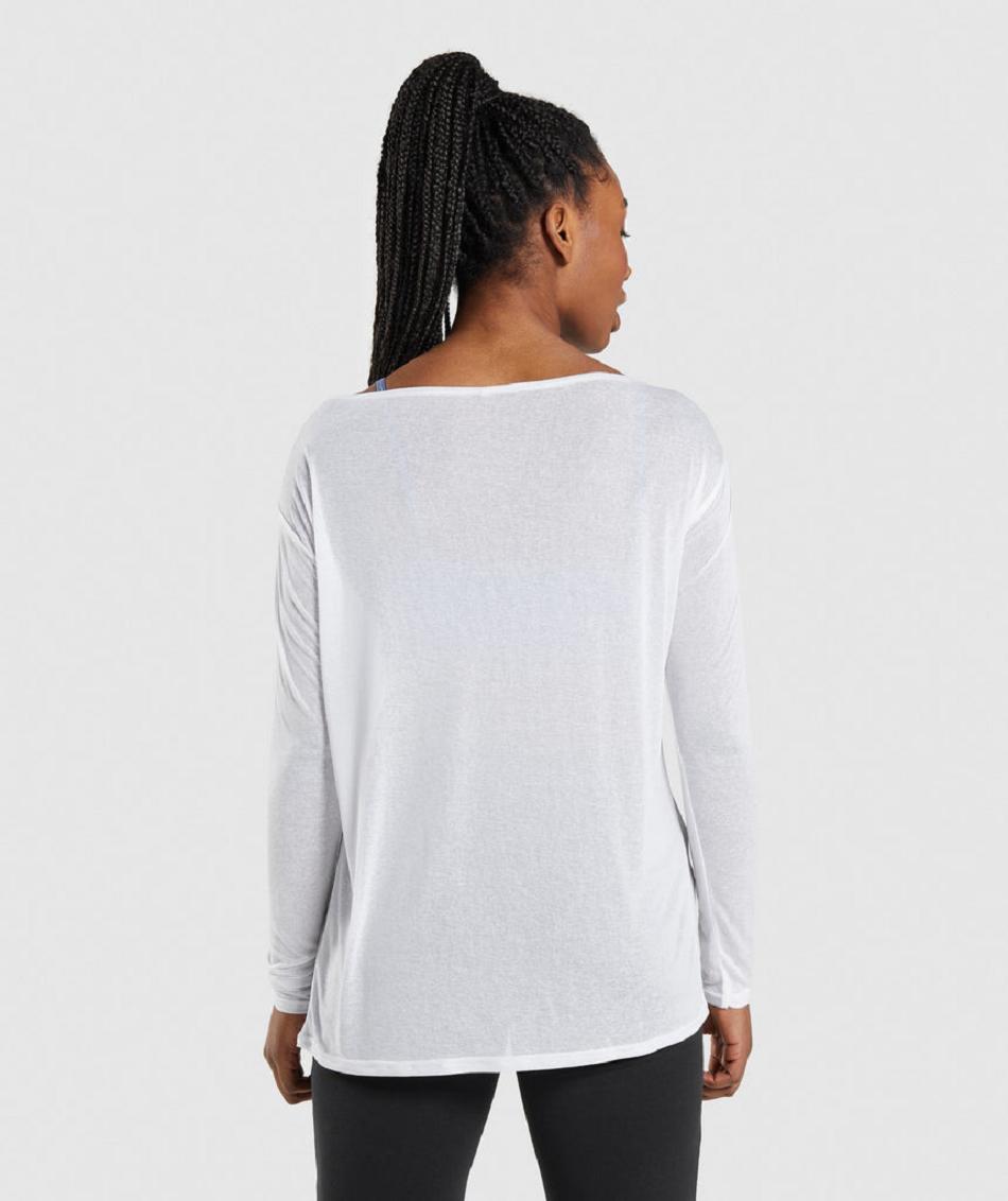 Μακρυμανικο Gymshark Training Oversized γυναικεια ασπρα | GR_TG8610