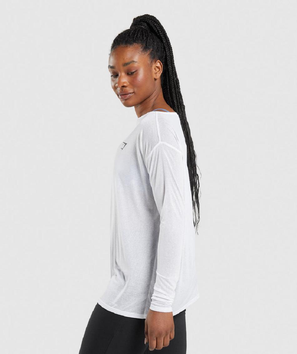 Μακρυμανικο Gymshark Training Oversized γυναικεια ασπρα | GR_TG8610