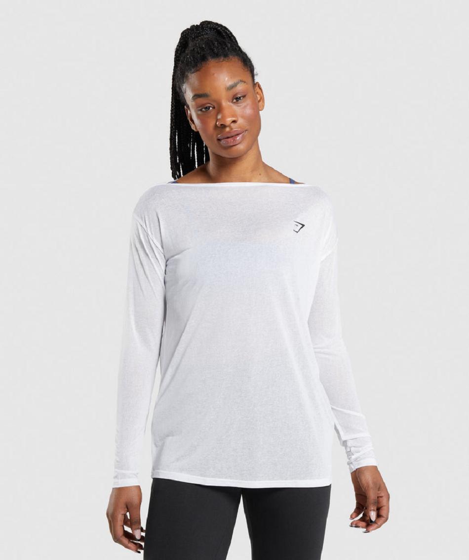Μακρυμανικο Gymshark Training Oversized γυναικεια ασπρα | GR_TG8610