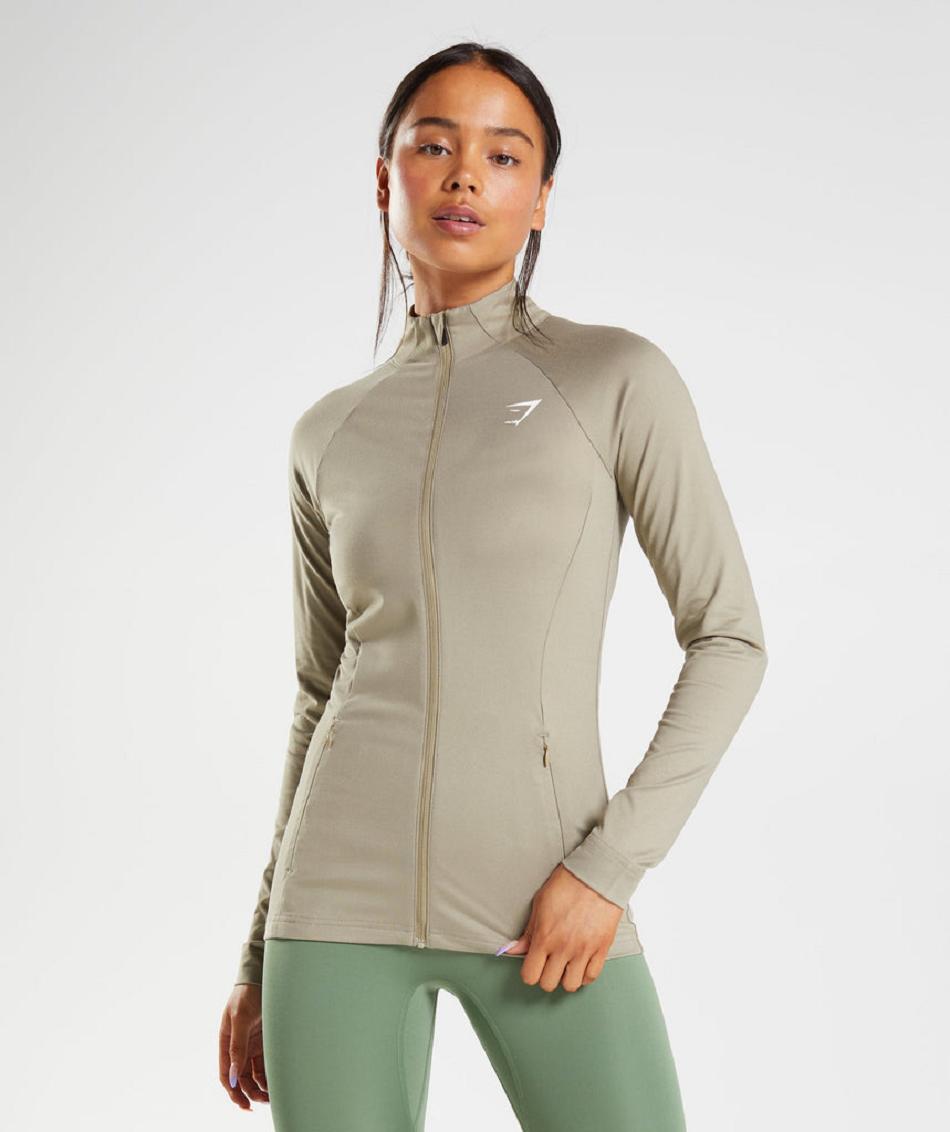 Μπουφαν Gymshark Training Zip Up γυναικεια καφε | GR_K8935