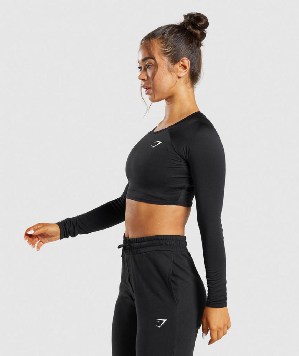 Μακρυμανικο Gymshark Training γυναικεια μαυρα | GR_AS4689