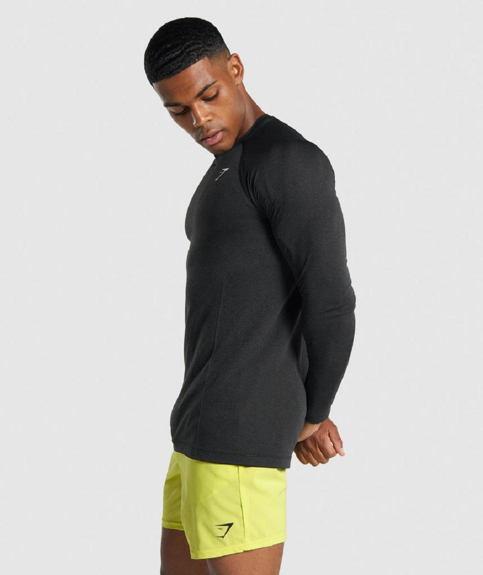 Μακρυμανικο Gymshark Vital Light Seamless ανδρικα μαυρα | GR_ZI3191