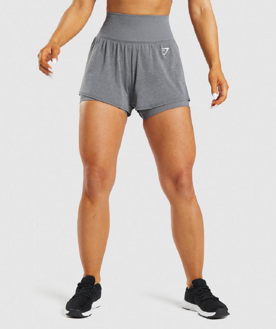 Σορτσ Gymshark Vital Seamless 2.0 2-in-1 γυναικεια γκρι | GR_TG2200