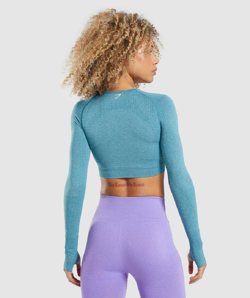 Μακρυμανικο Gymshark Vital Seamless 2.0 γυναικεια τυρκουάζ | GR_QX6562