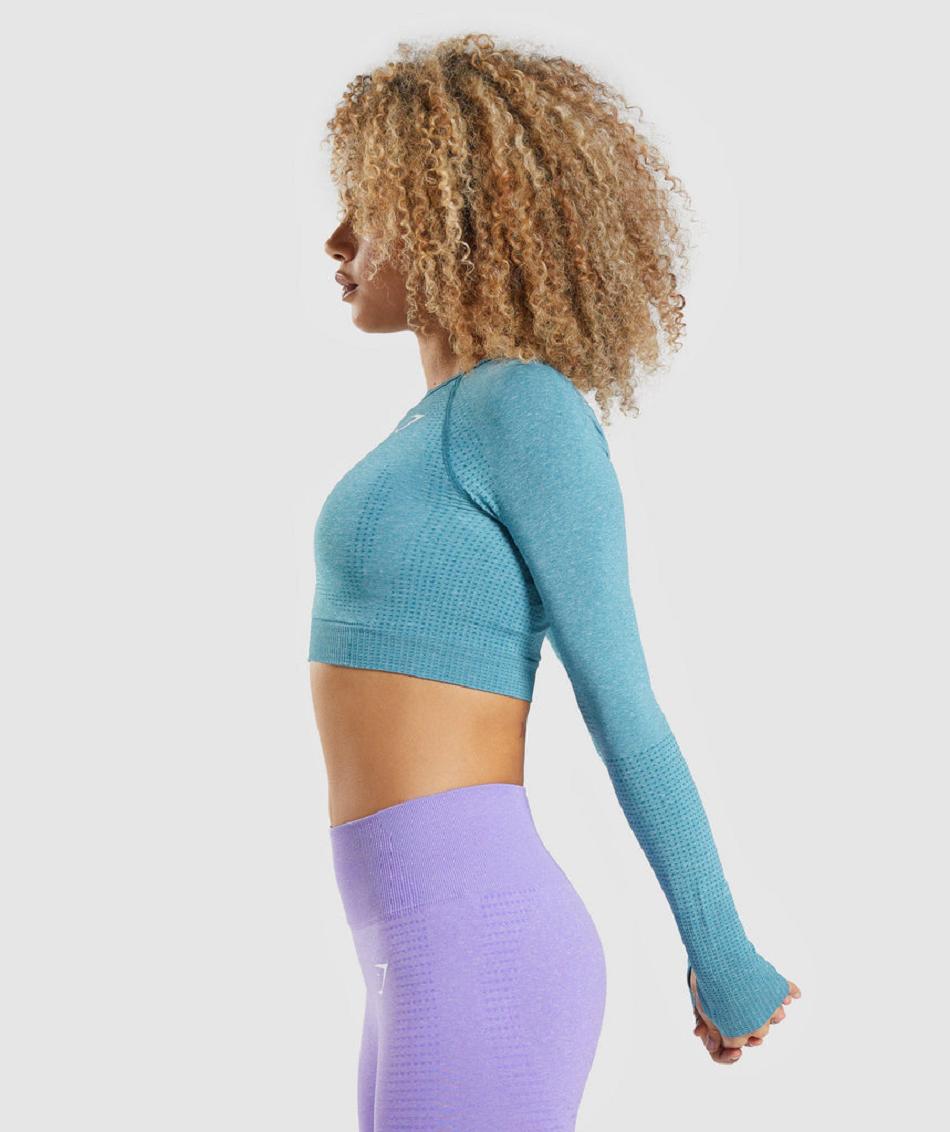 Μακρυμανικο Gymshark Vital Seamless 2.0 γυναικεια τυρκουάζ | GR_QX6562