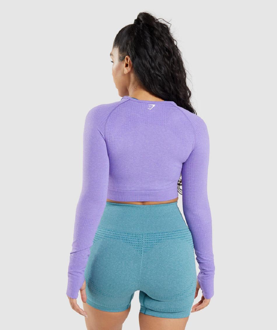 Μακρυμανικο Gymshark Vital Seamless 2.0 γυναικεια ανοιχτο μωβ | GR_XC4875