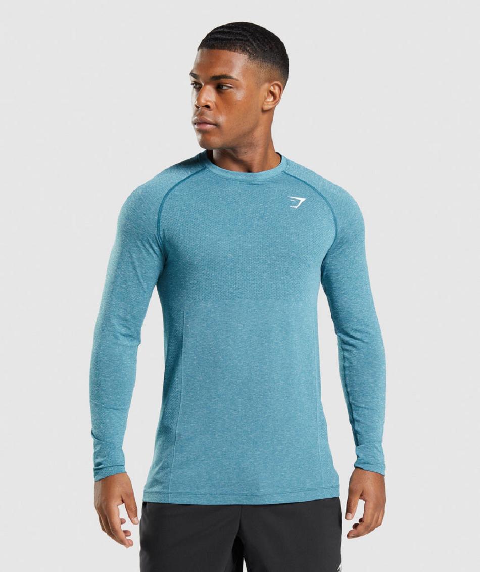 Μακρυμανικο Gymshark Vital Seamless Light ανδρικα τυρκουάζ | GR_YQ1637