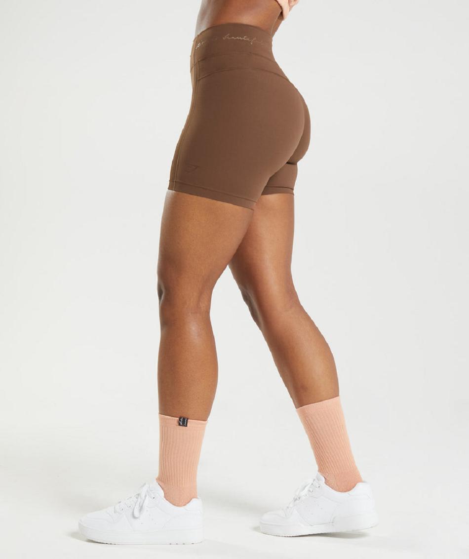 Σορτσ Gymshark Whitney Mesh γυναικεια καφε | GR_SU8665
