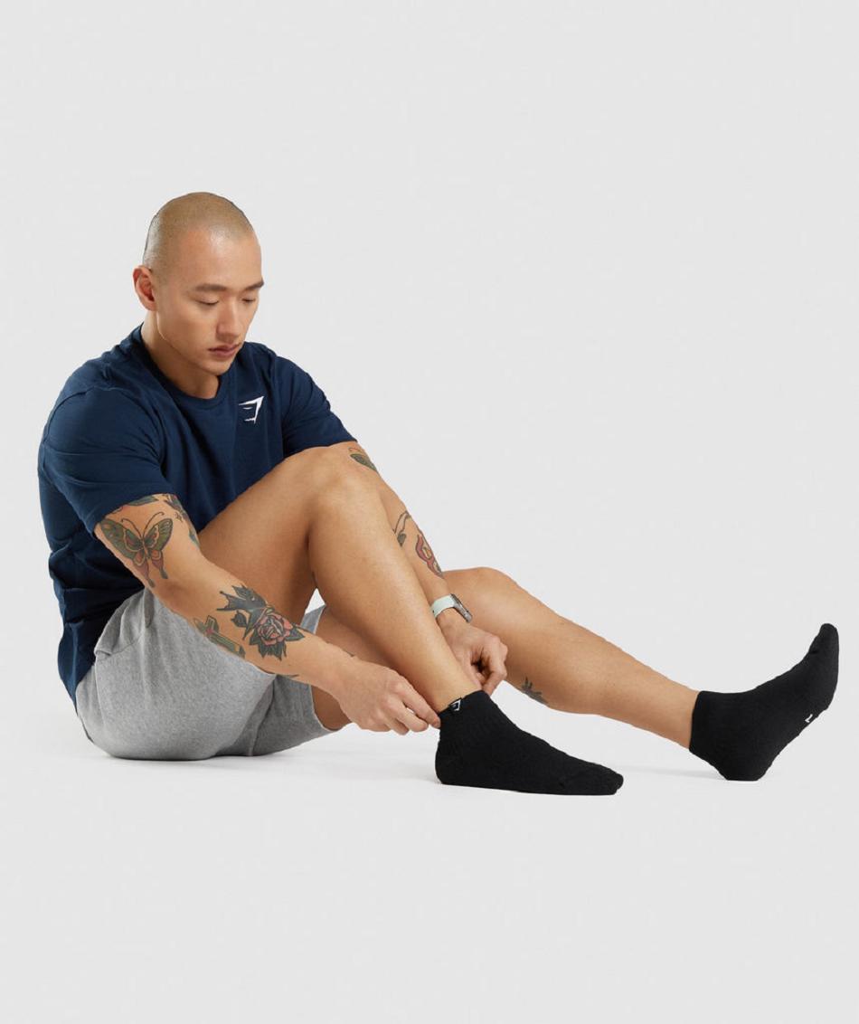 Καλτσεσ Gymshark Woven Tab Sneaker 3pk ανδρικα μαυρα | GR_SG8731
