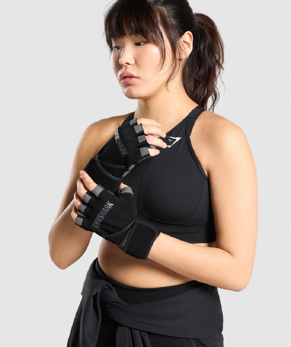 Εξοπλισμός Gymshark Wrap Lifting Gloves ανδρικα μαυρα | GR_V3236