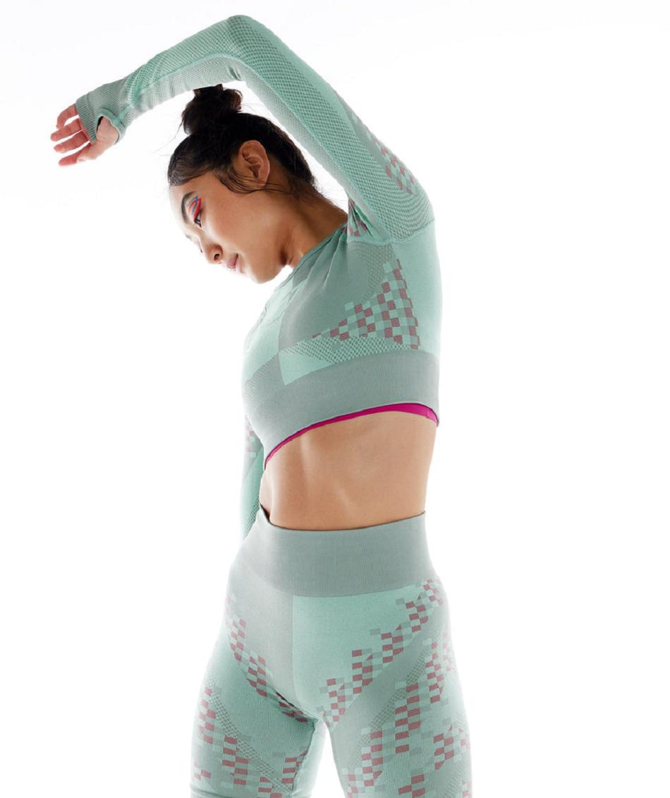 Μακρυμανικο Gymshark Wtflex Cyborg Seamless γυναικεια μπλε ροζ μπλε | GR_TH4876