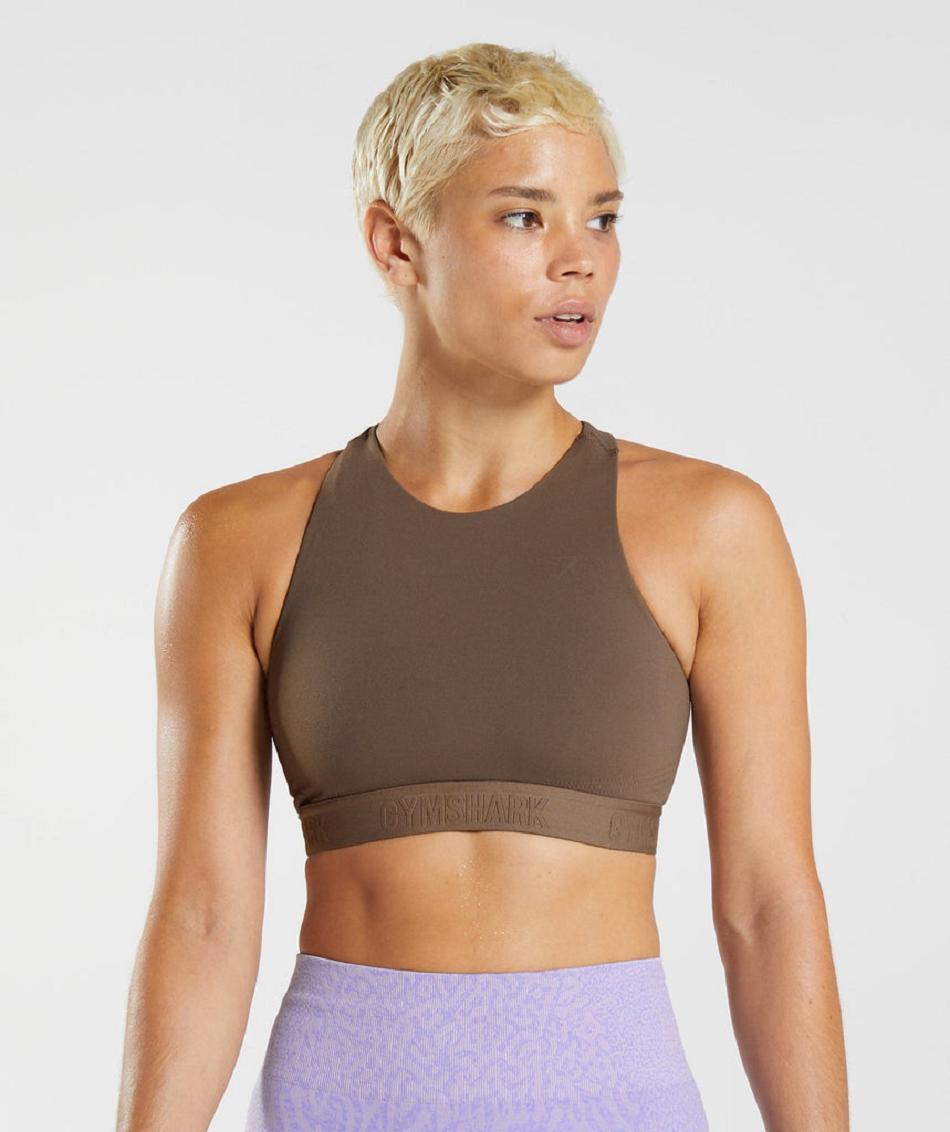 Αθλητικο Σουτιεν Gymshark 315 Performance High Neck γυναικεια καφε καφε | GR_SU5256