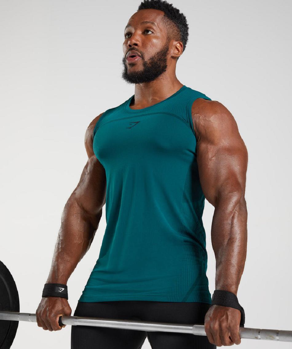 αμανικα μπλουζακια Gymshark 315 Seamless ανδρικα τυρκουάζ μαυρα | GR_AS9488