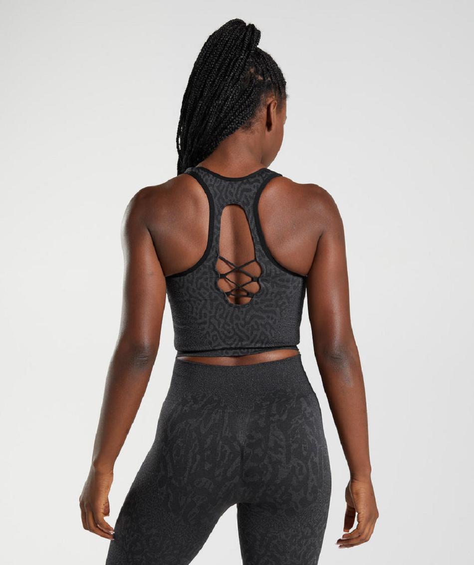 αμανικα μπλουζακια Gymshark Adapt Animal Seamless Crop γυναικεια μαυρα | GR_EP2039