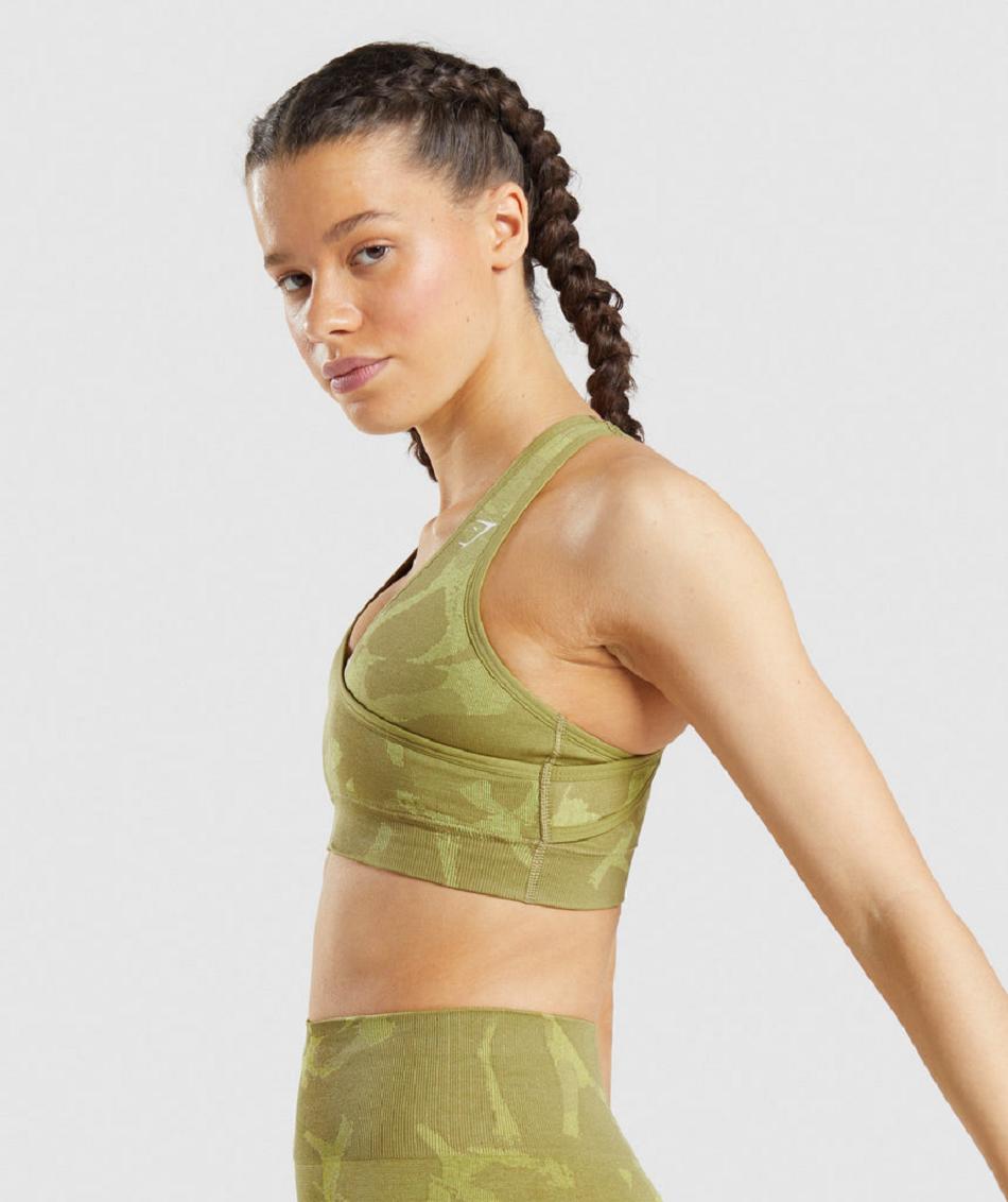Αθλητικο Σουτιεν Gymshark Adapt Camo Seamless γυναικεια πρασινο | GR_SU8293