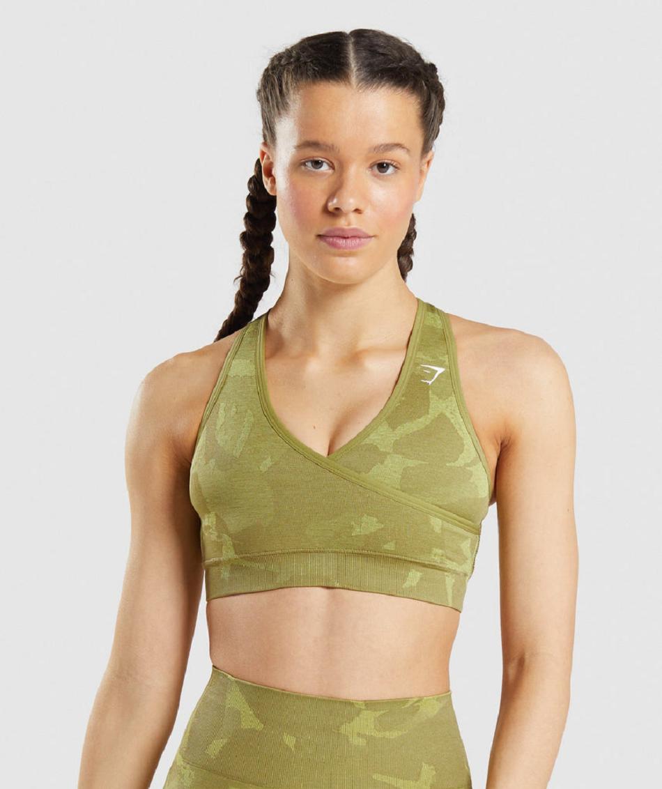 Αθλητικο Σουτιεν Gymshark Adapt Camo Seamless γυναικεια πρασινο | GR_SU8293