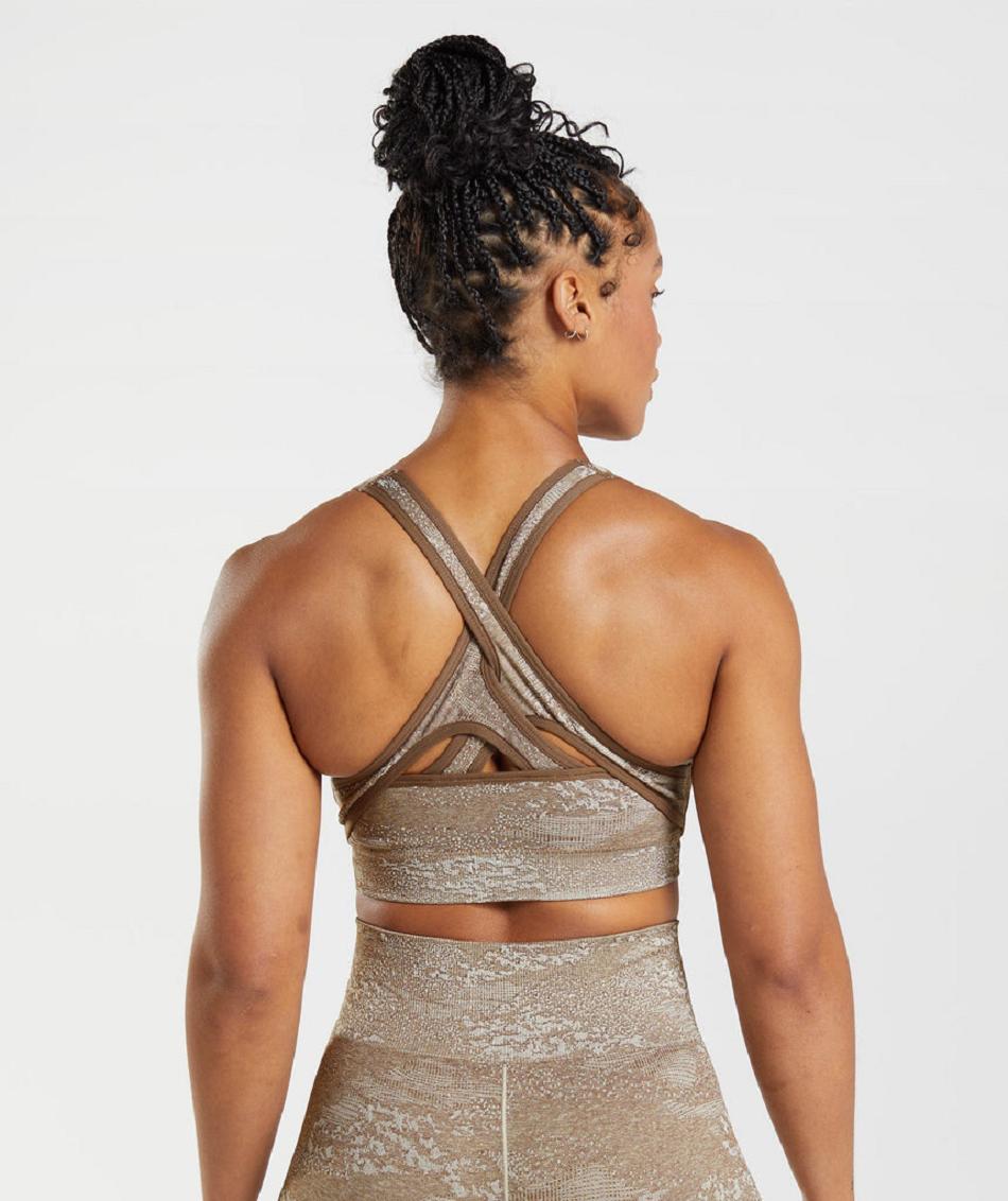 Αθλητικο Σουτιεν Gymshark Adapt Camo Seamless γυναικεια γκρι καφε | GR_AZ7672