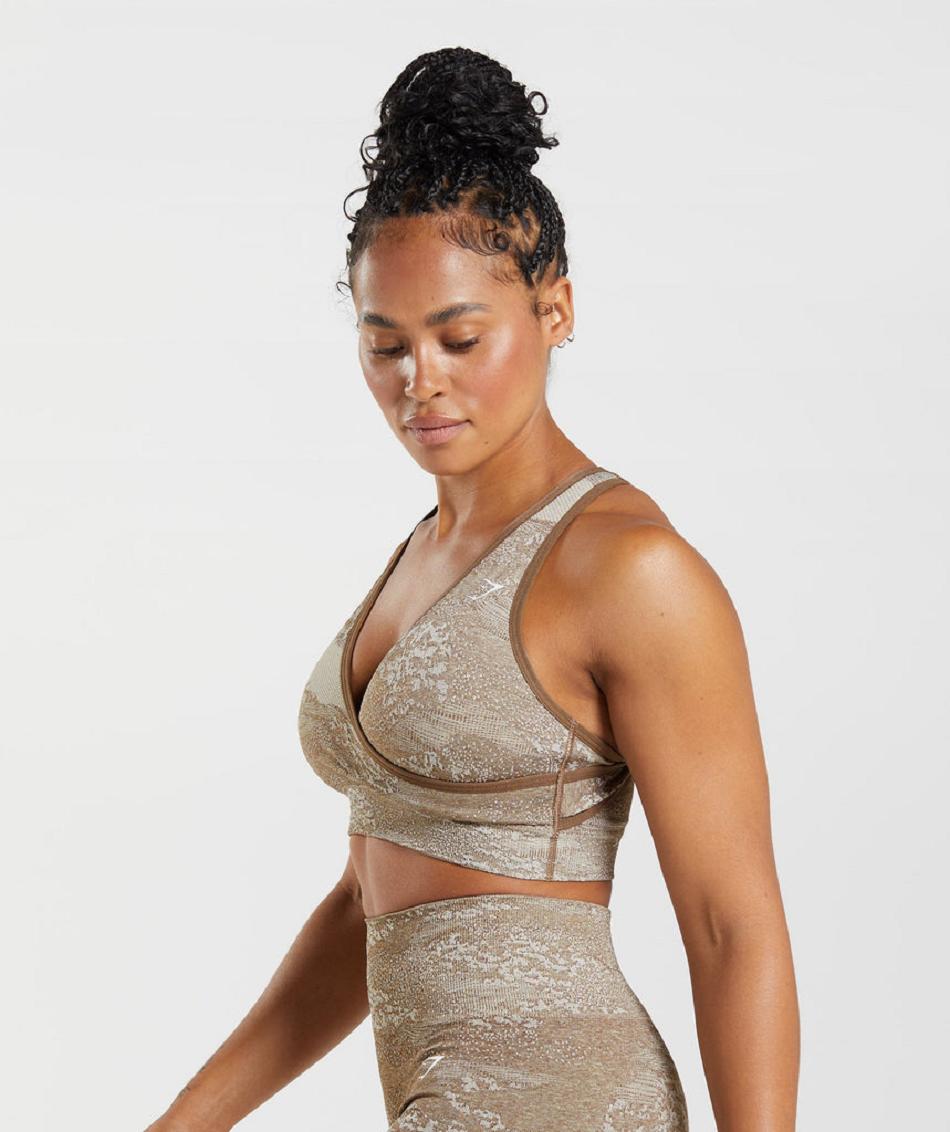 Αθλητικο Σουτιεν Gymshark Adapt Camo Seamless γυναικεια γκρι καφε | GR_AZ7672