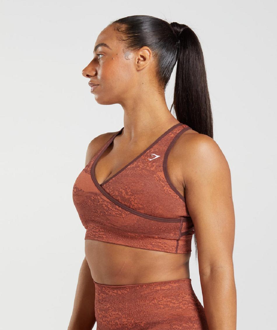 Αθλητικο Σουτιεν Gymshark Adapt Camo Seamless γυναικεια κοκκινα ροζ καφε | GR_KO2067