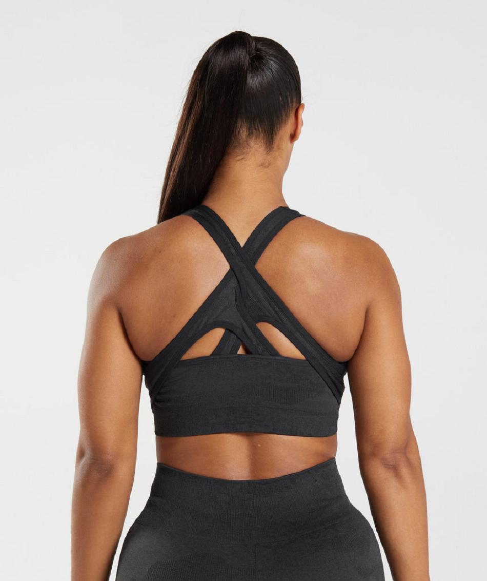 Αθλητικο Σουτιεν Gymshark Adapt Camo Seamless γυναικεια μαυρα μαυρα γκρι | GR_V4903