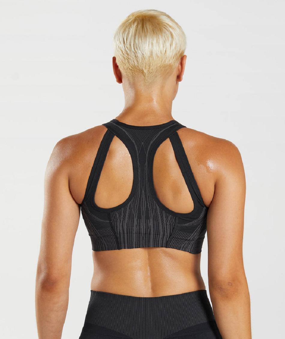 Αθλητικο Σουτιεν Gymshark Apex Seamless γυναικεια μαυρα μαυρα γκρι | GR_YJ7558