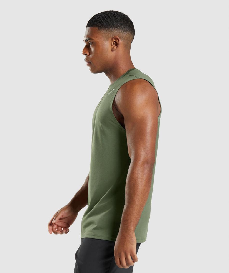 αμανικα μπλουζακια Gymshark Arrival Sleeveless ανδρικα Ελιά | GR_EC9696