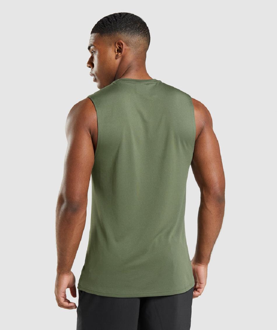 αμανικα μπλουζακια Gymshark Arrival Sleeveless ανδρικα Ελιά | GR_EC9696