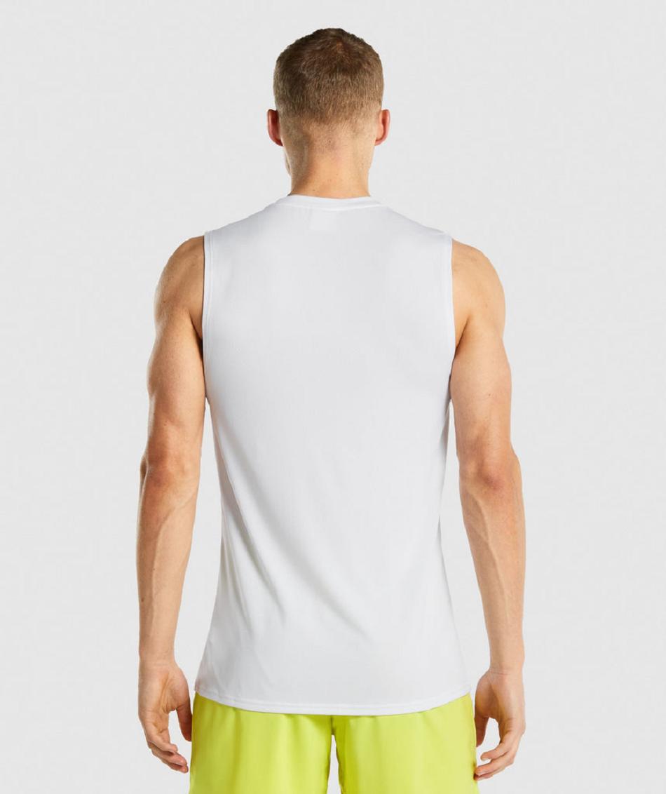 αμανικα μπλουζακια Gymshark Arrival Sleeveless ανδρικα ασπρα | GR_QX2908