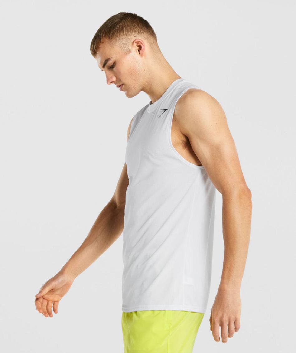 αμανικα μπλουζακια Gymshark Arrival Sleeveless ανδρικα ασπρα | GR_QX2908
