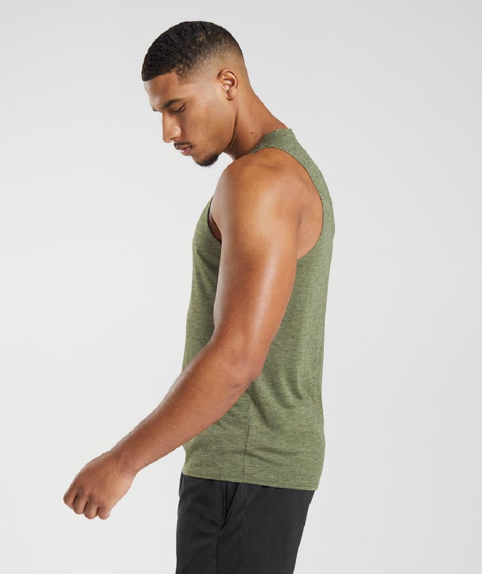 αμανικα μπλουζακια Gymshark Arrival Slim Marl ανδρικα Ελιά Ελιά | GR_QZ3301