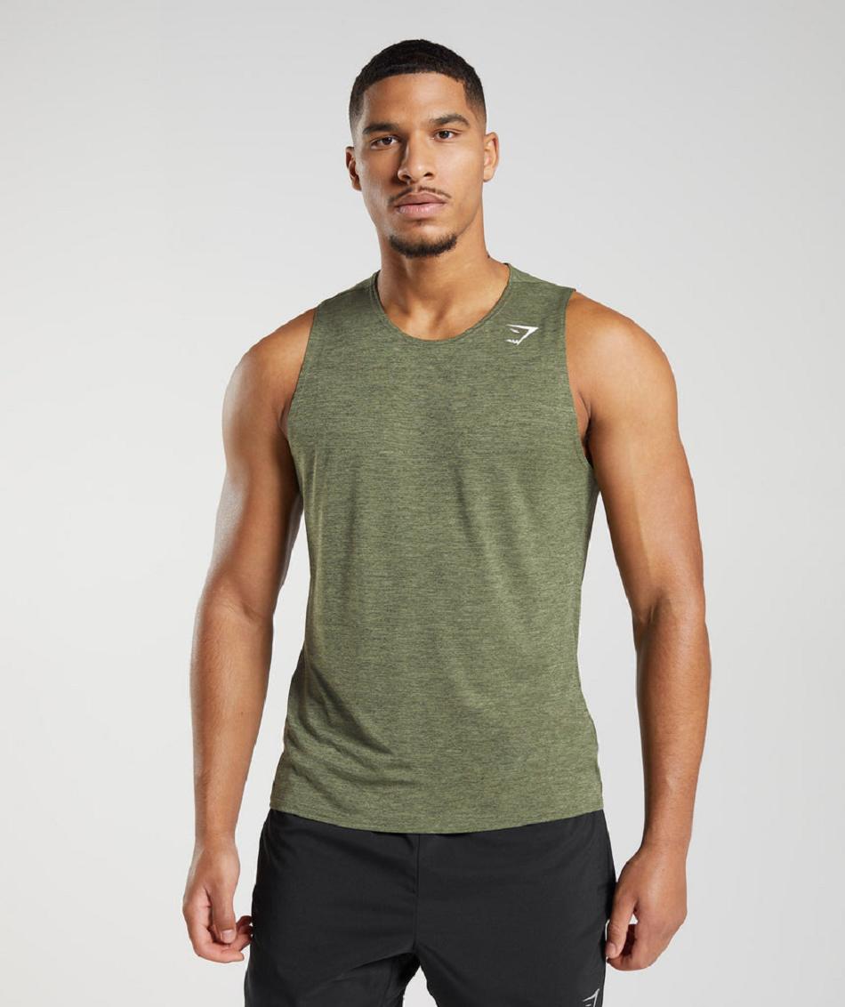αμανικα μπλουζακια Gymshark Arrival Slim Marl ανδρικα Ελιά Ελιά | GR_QZ3301