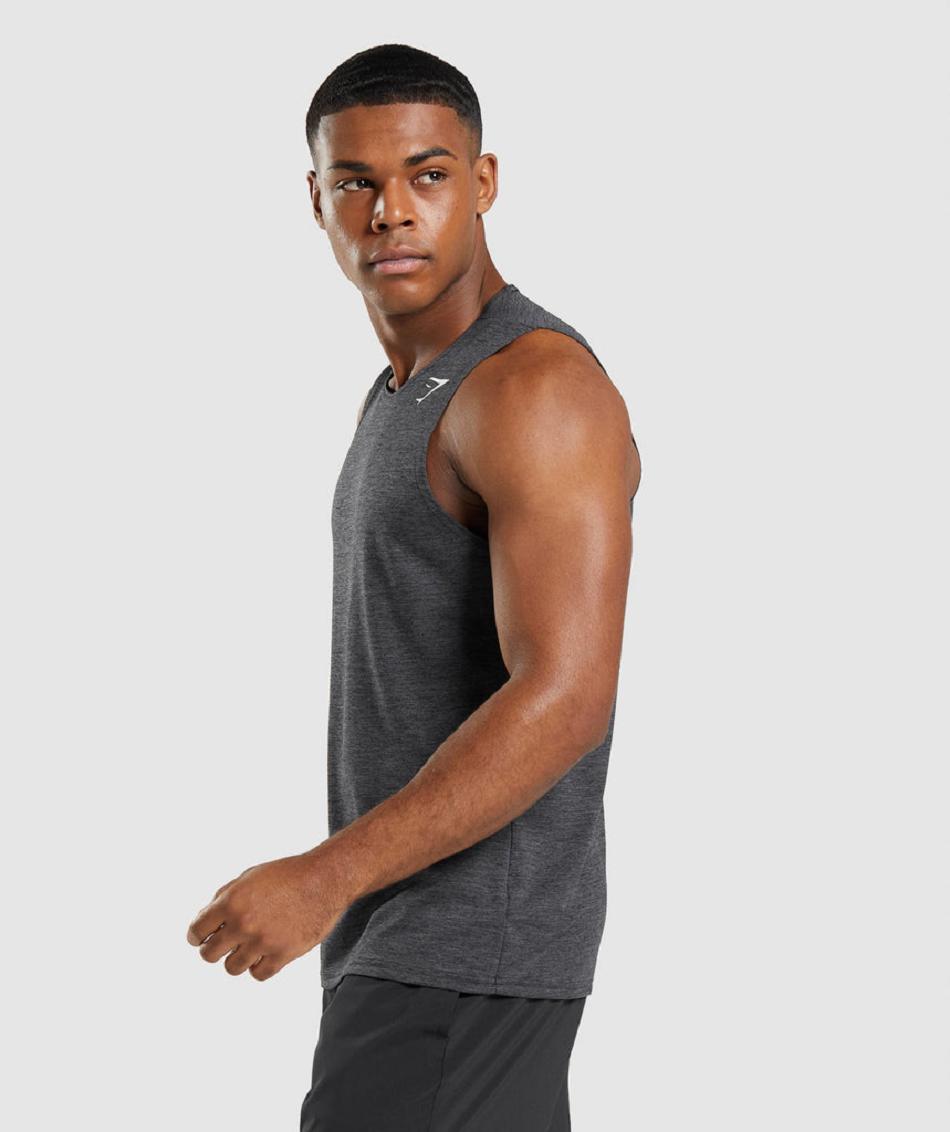 αμανικα μπλουζακια Gymshark Arrival Slim Marl ανδρικα μαυρα μαυρα γκρι | GR_TA1689