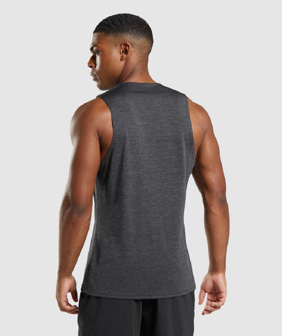 αμανικα μπλουζακια Gymshark Arrival Slim Marl ανδρικα μαυρα μαυρα γκρι | GR_TA1689
