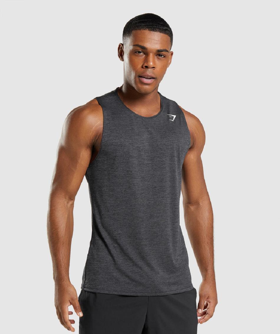 αμανικα μπλουζακια Gymshark Arrival Slim Marl ανδρικα μαυρα μαυρα γκρι | GR_TA1689