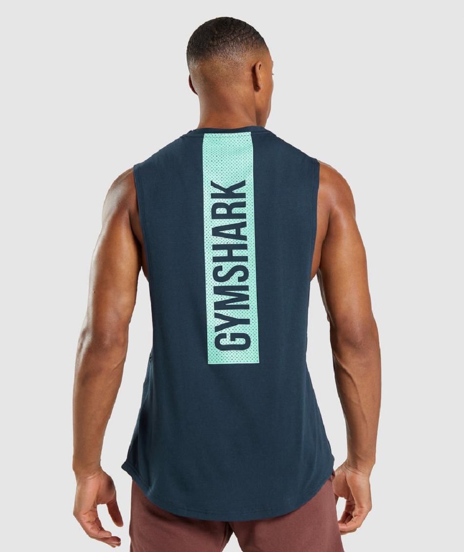 αμανικα μπλουζακια Gymshark Bold Drop Arm ανδρικα σκουρο μπλε | GR_SU3635