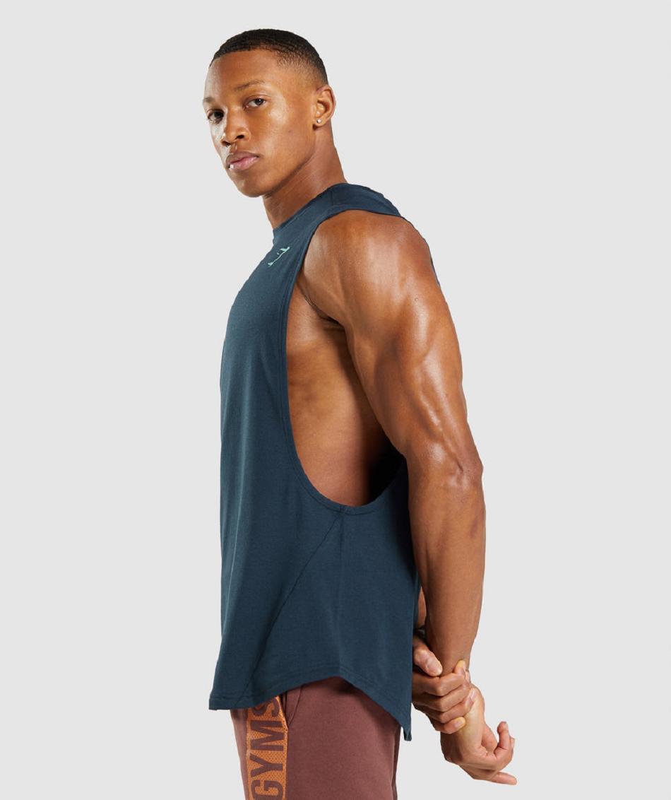 αμανικα μπλουζακια Gymshark Bold Drop Arm ανδρικα σκουρο μπλε | GR_SU3635