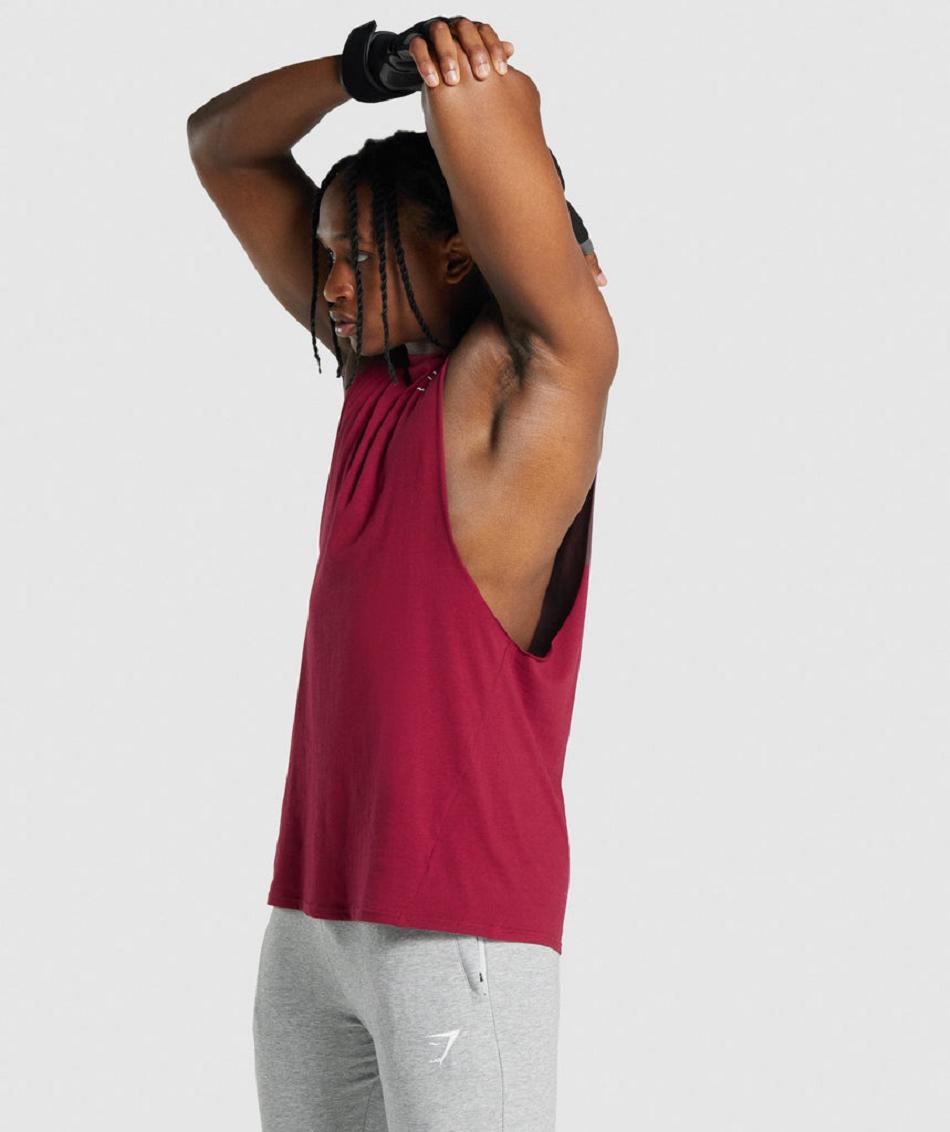αμανικα μπλουζακια Gymshark Critical 2.0 Drop Arm ανδρικα μπορντο | GR_Q9134